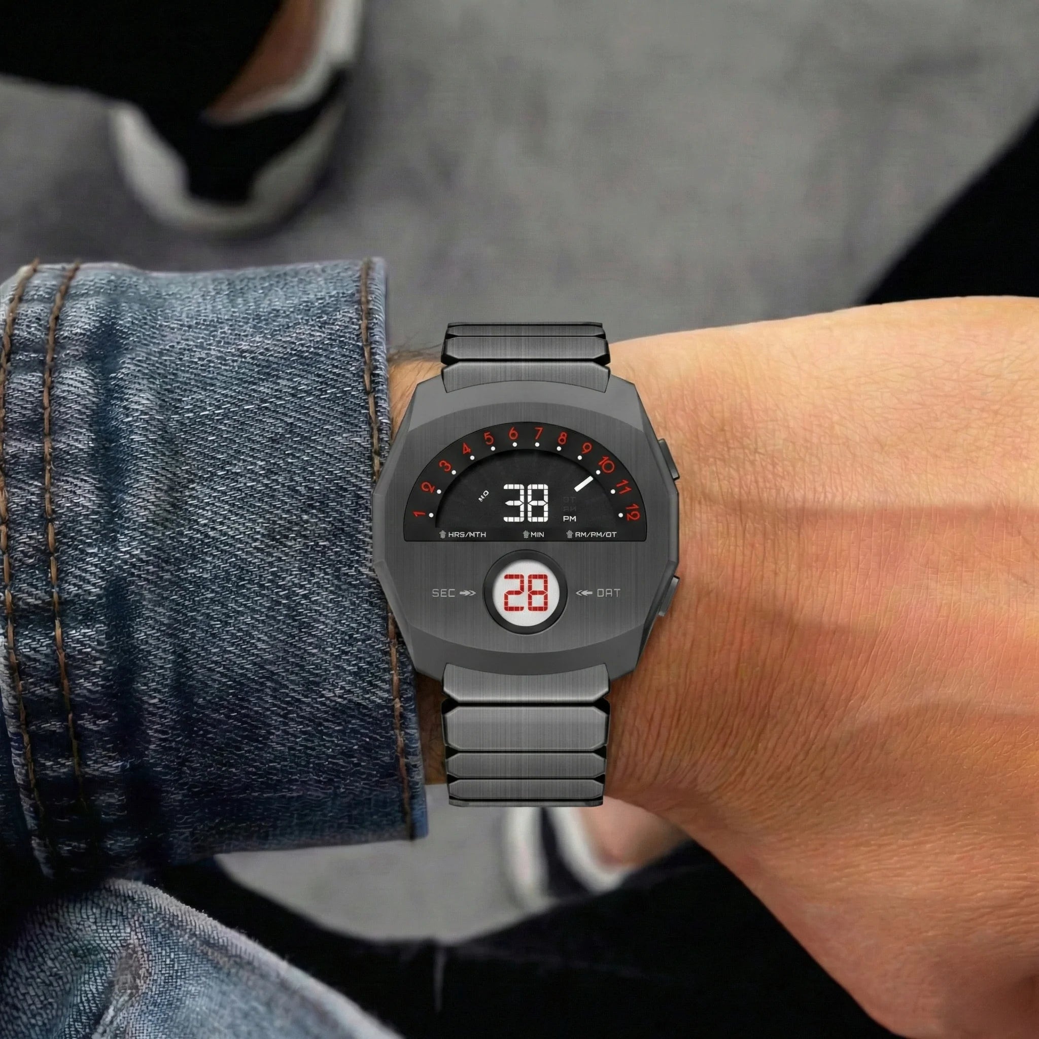 NEPTIOR – Men’s Futuristic Digital Watch with Metal Bracelet GIORGIO MARENO