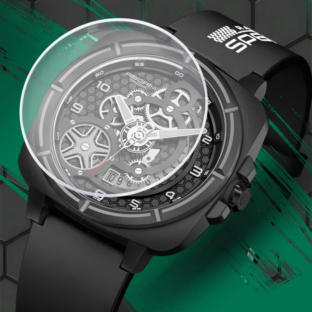 BETLUX – Men’s Industrial Open-Work Dial Watch with Silicone Band Sergio Cavelli