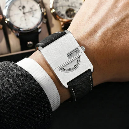 BRONVARA – Men’s Retro Style Rectangular Watch with Leather Strap GIORGIO MARENO