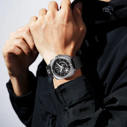 BETLUX – Men’s Industrial Open-Work Dial Watch with Silicone Band Sergio Cavelli