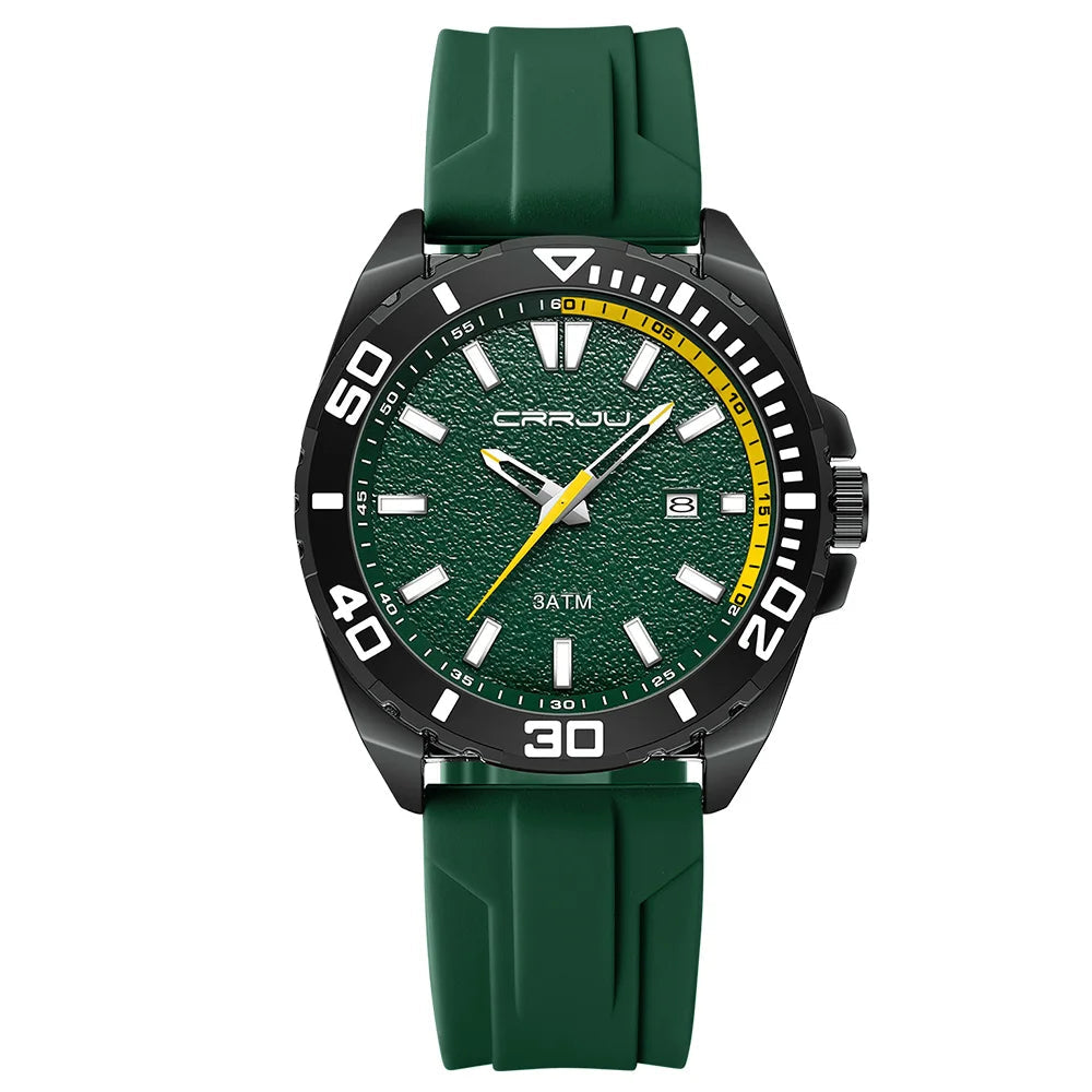 CRRJU Men Casual Sport Military Quartz Calendar Wrist Watch for Man Business Waterproof Male Clock Relogio Masculin GIORGIO MARENO