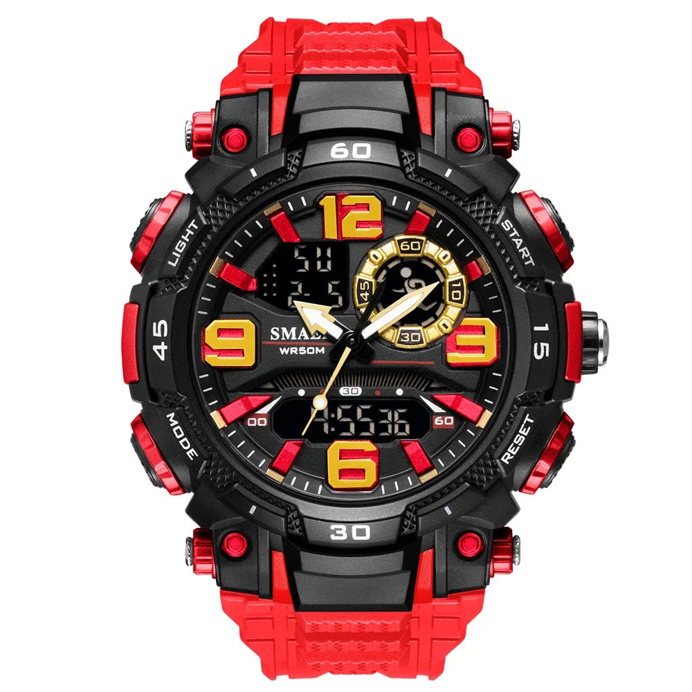 SMAEL Sports Watch Night Light Alarm Clock 1921 Dual Display Electronic Watch Youth Student Waterproof GIORGIO MARENO