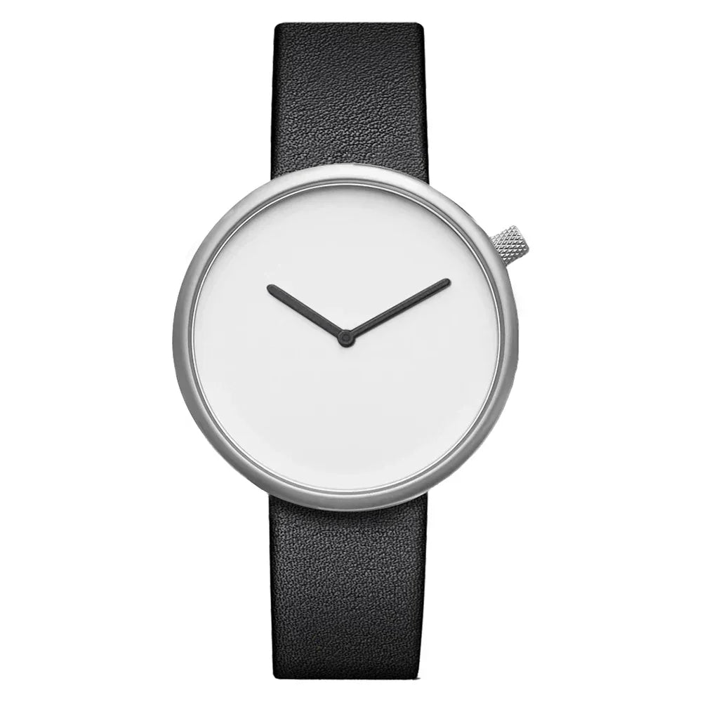 TOMI Women's Minimalist Style Leather Watch Women's Small Disc Scaleless Fashion Watch Minimalist Women's Leisure Quartz Watch - Sergio Cavelli