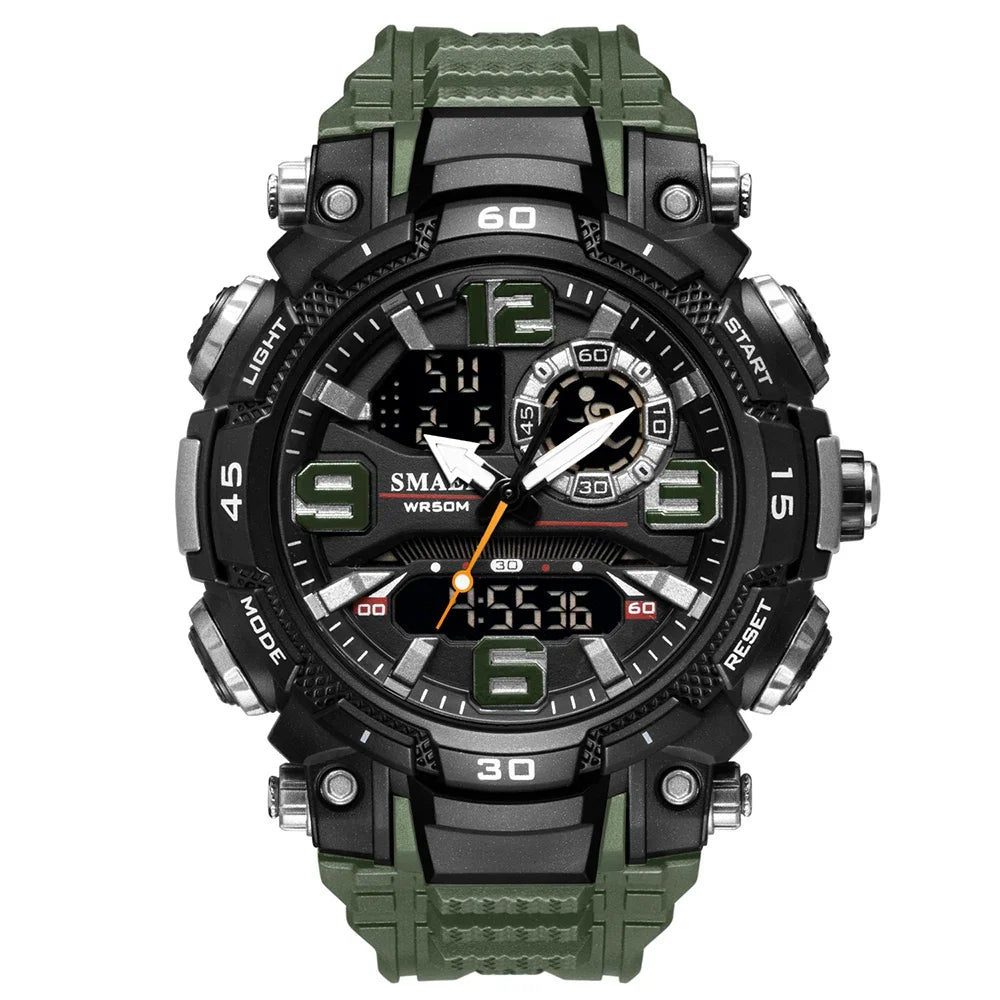 SMAEL Sports Watch Night Light Alarm Clock 1921 Dual Display Electronic Watch Youth Student Waterproof GIORGIO MARENO