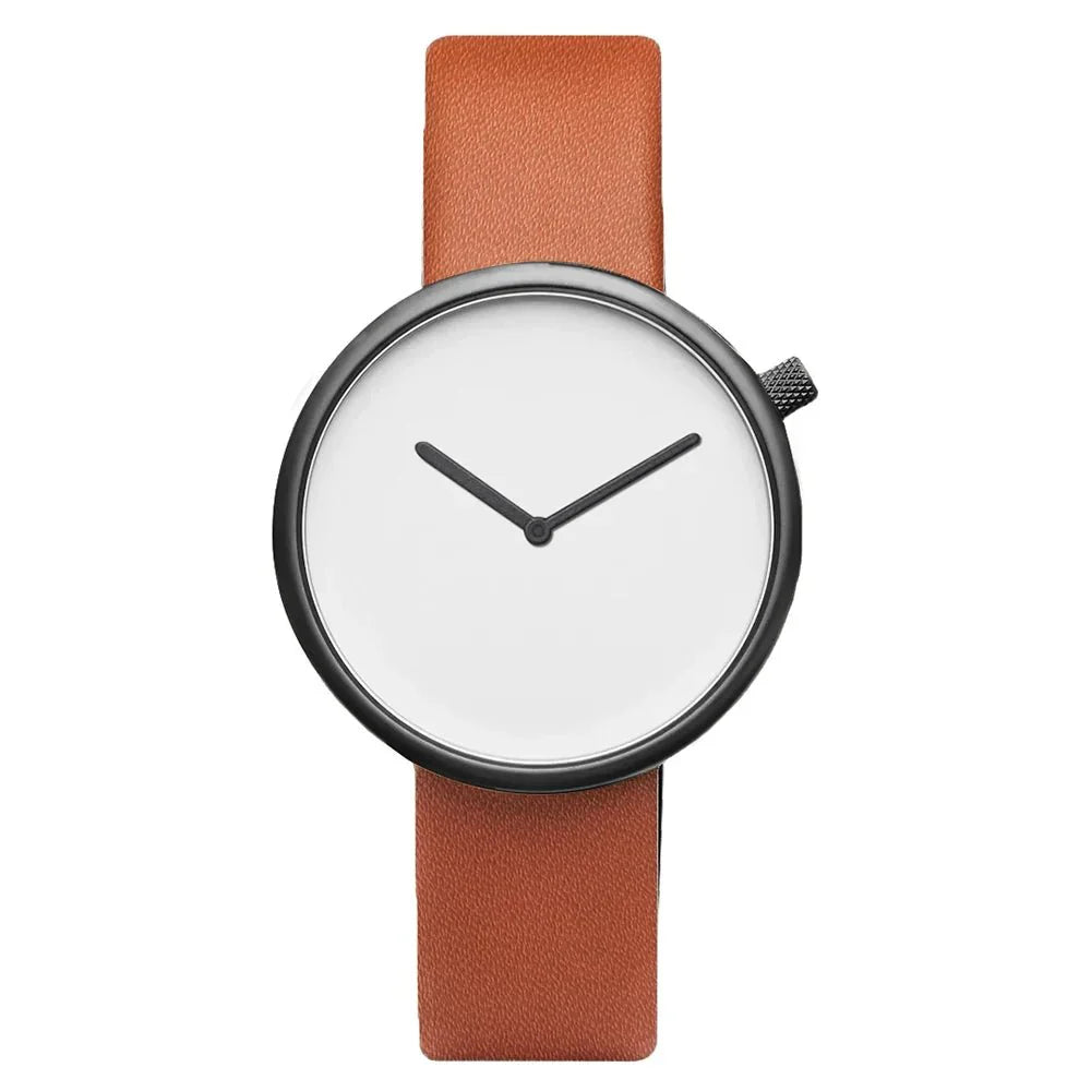 TOMI Women's Minimalist Style Leather Watch Women's Small Disc Scaleless Fashion Watch Minimalist Women's Leisure Quartz Watch - Sergio Cavelli
